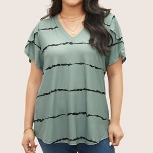 BloomChic Striped Petal Sleeve Tee